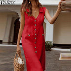 V Neck Sleeveless Shirts Dress