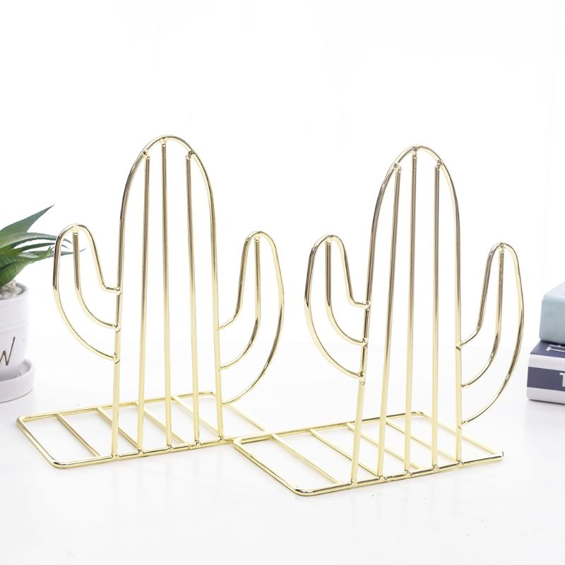 Cactus Shaped Metal Bookends Holder