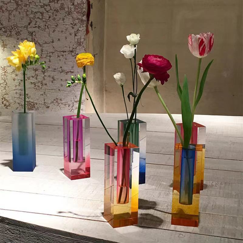Rainbow Pillar Acrylic Vase