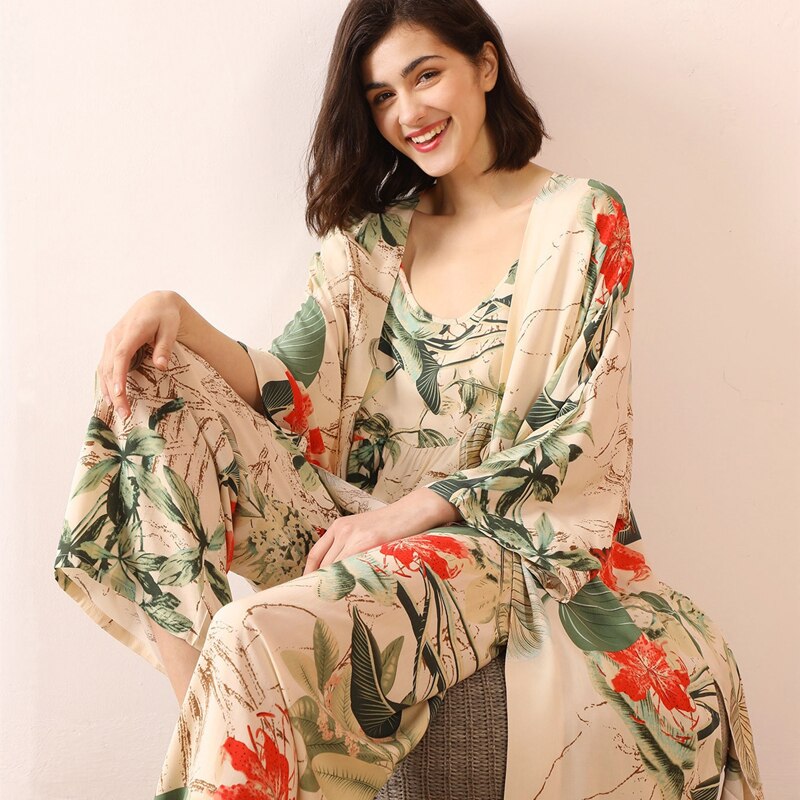 Pattern Satin Pyjama Set
