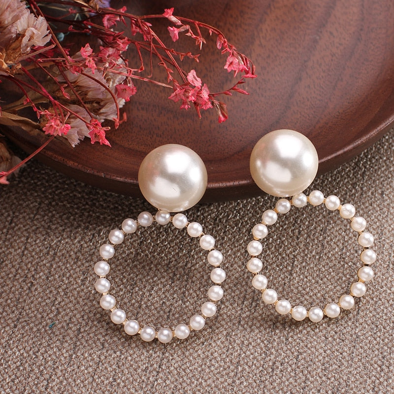 Pearl Round Hoop Earrings