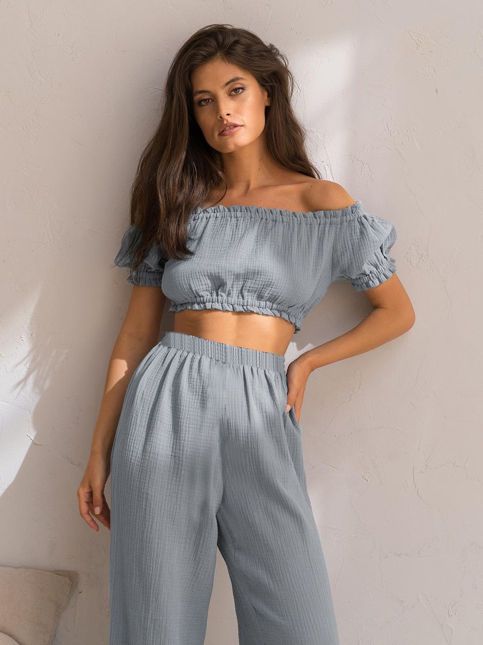 Cotton Loungewear Ruffle Pyjama