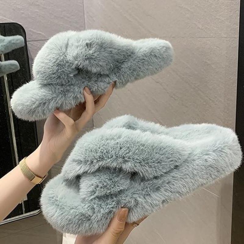 Fluffy Raccoon Fur Slippers