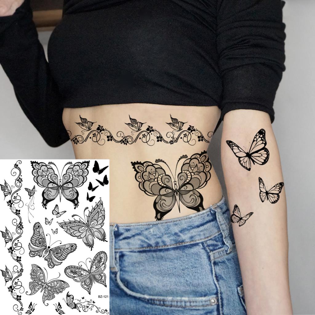 Lotus Henna Mandala Chest Temporary Tattoos