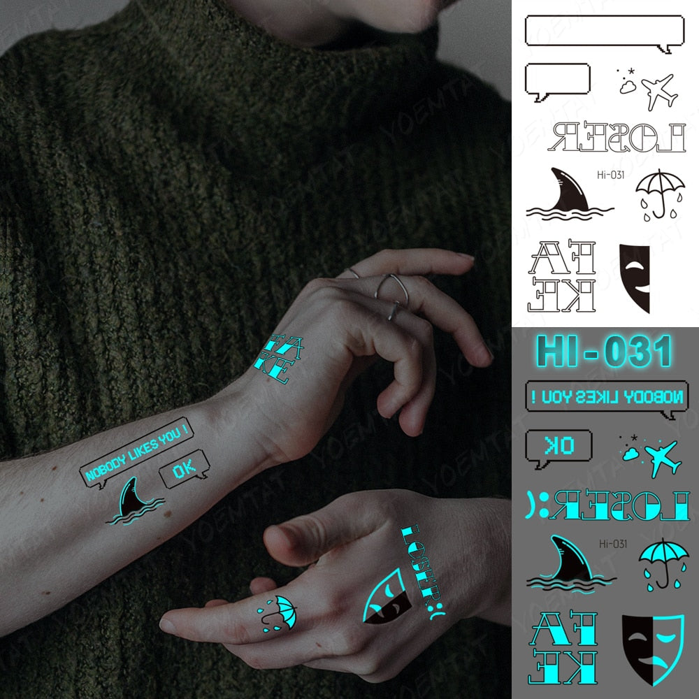 Blue Luminous Glow Tattoo Sticker