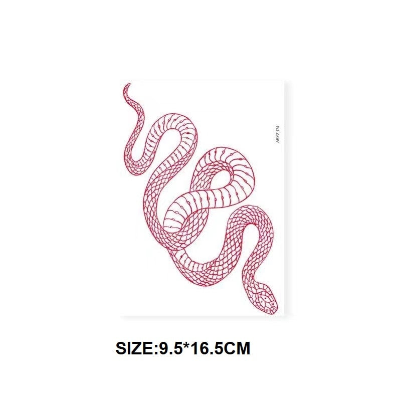 Red Snake Waterproof  Tattoo Stickers
