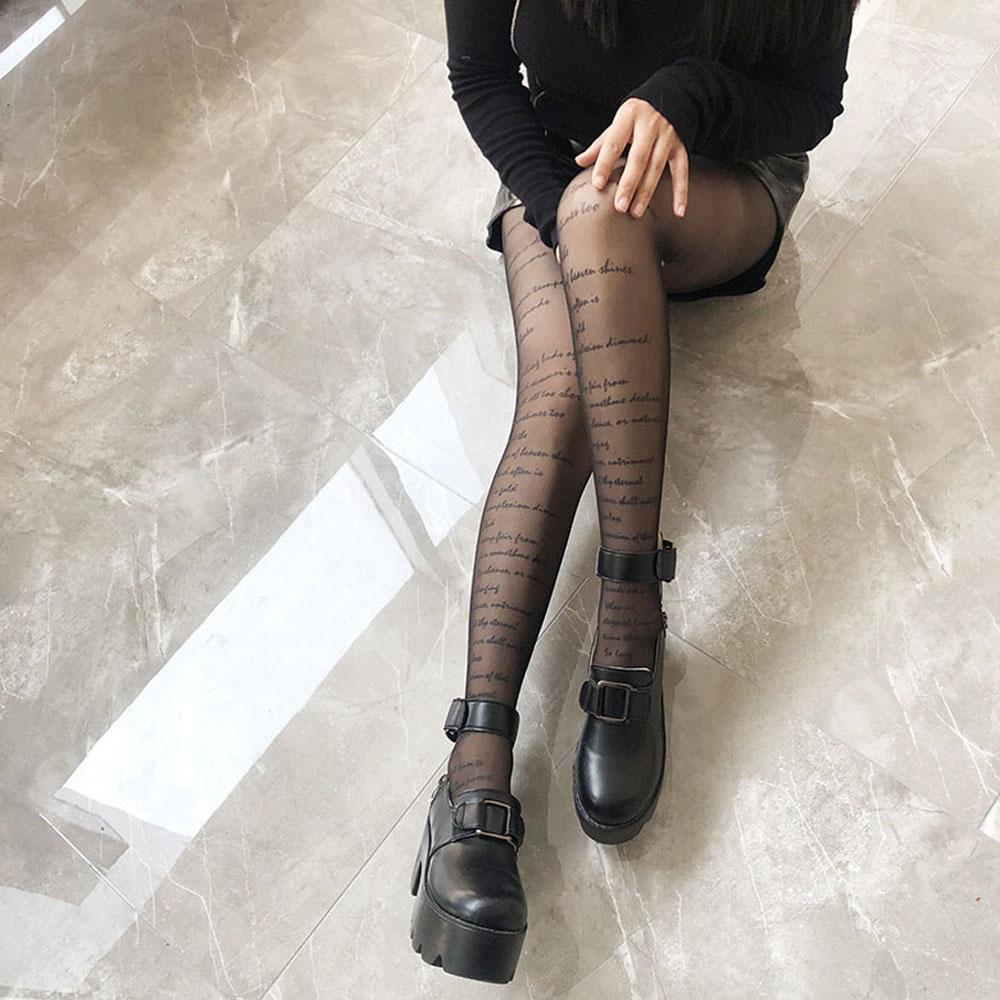 Transparent Tights With Inscriptions