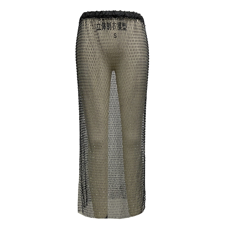 Crystal Mesh  Split Loose Skirt
