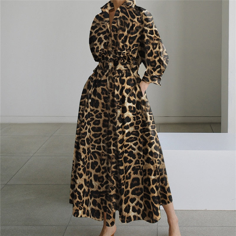 Oversized Neck Long Sleeve Shirt Dress