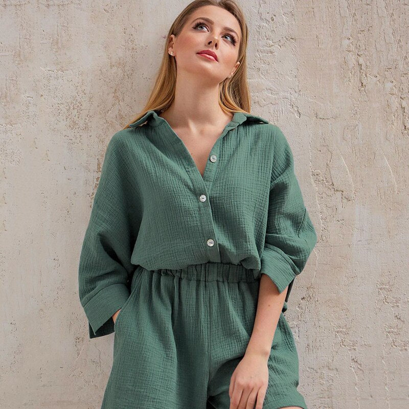 Cotton Pajamas Sets Suit Sleepwear