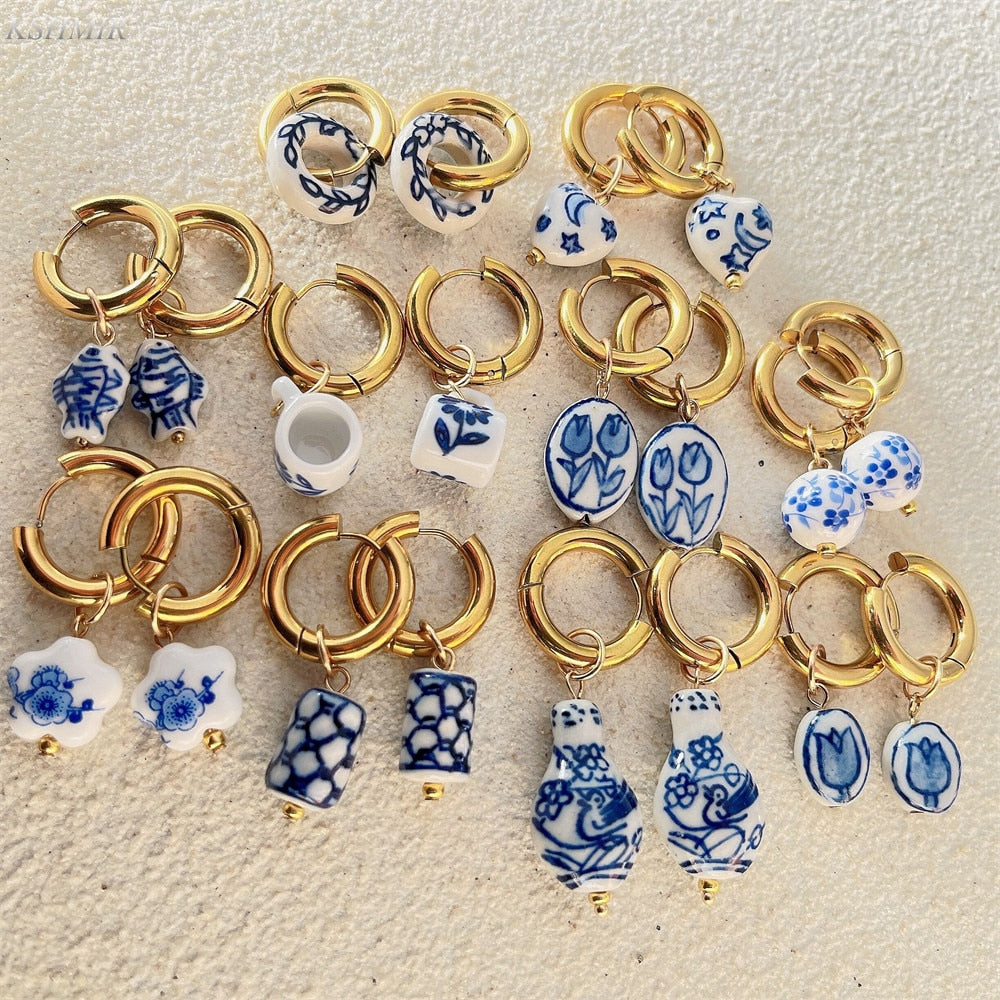 Blue Ceramic Earring