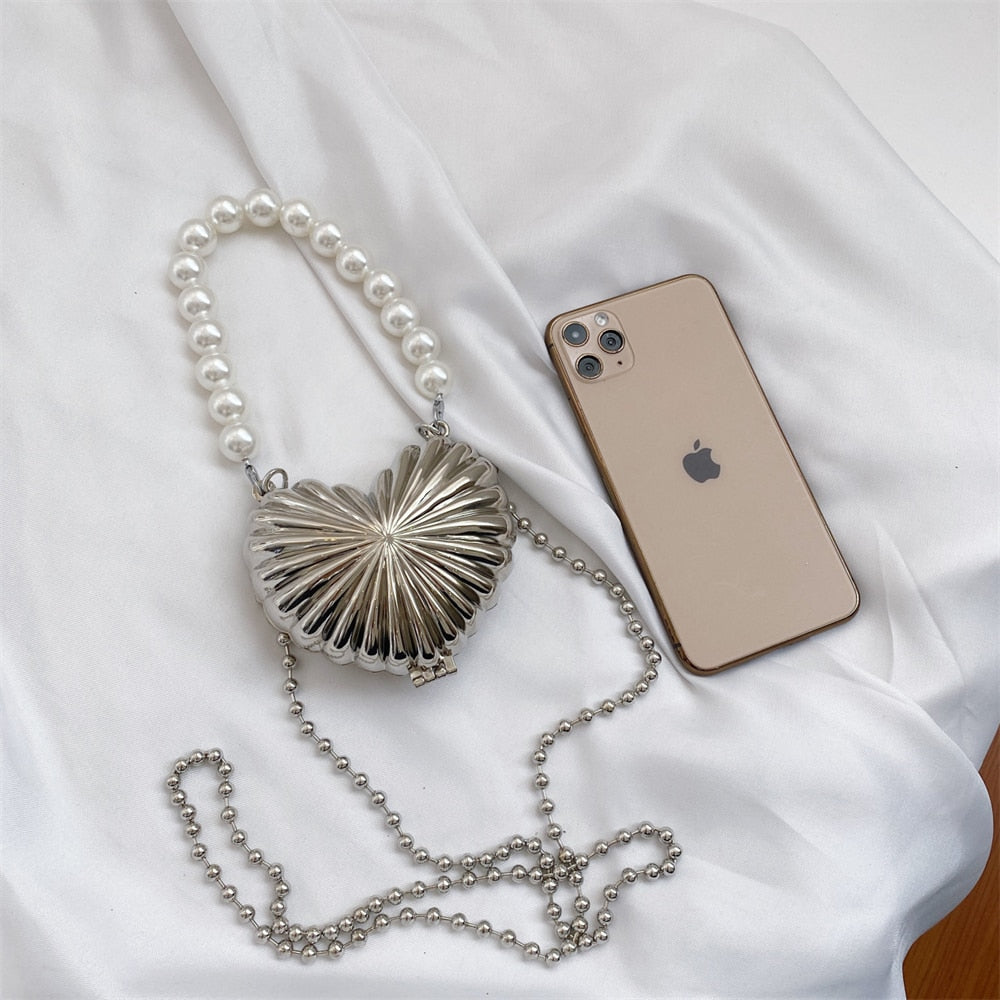 Heart Shape Pearl Mini Bag