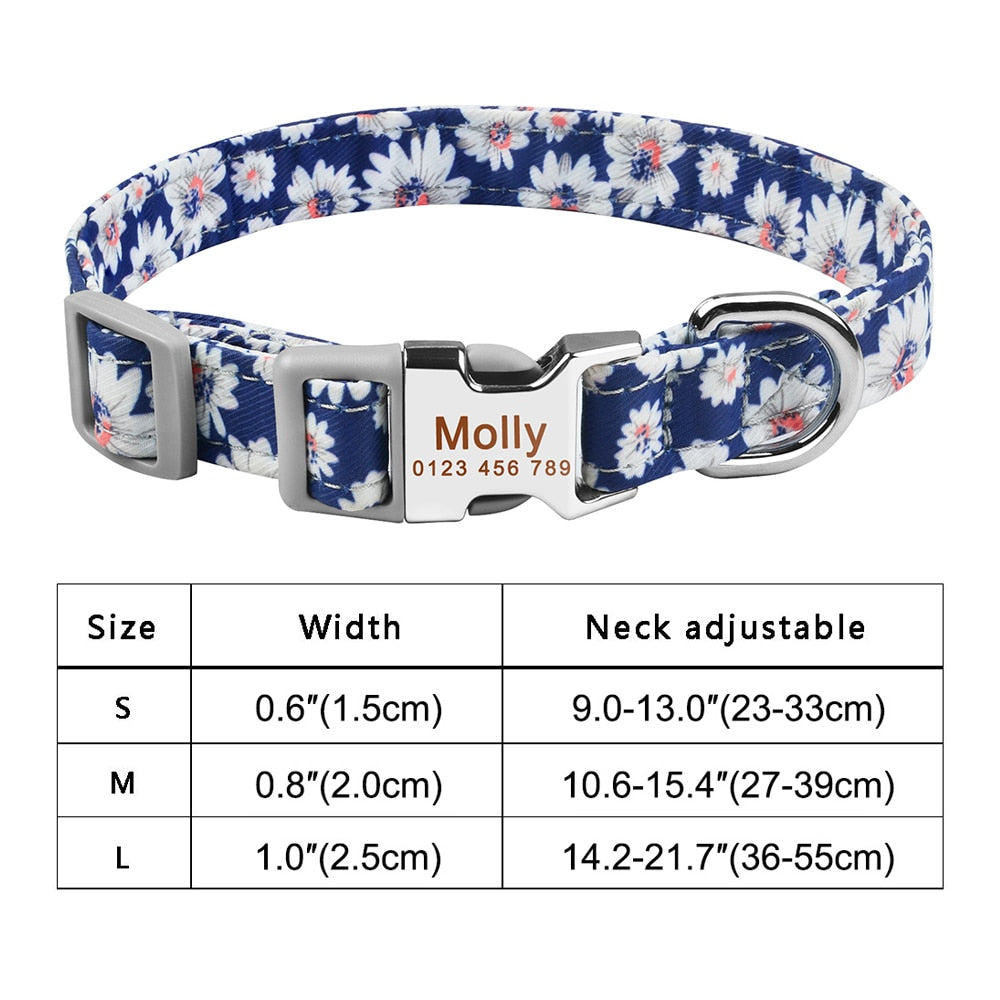 Adjustable Nylon Cool Dog Collar Print