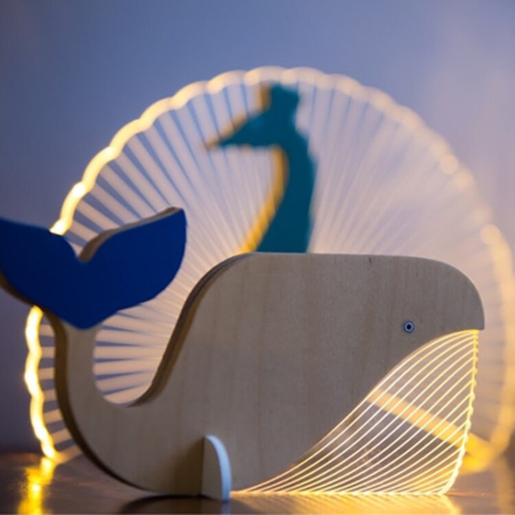 Animal Luminous Ornaments Wood Acrylic Table