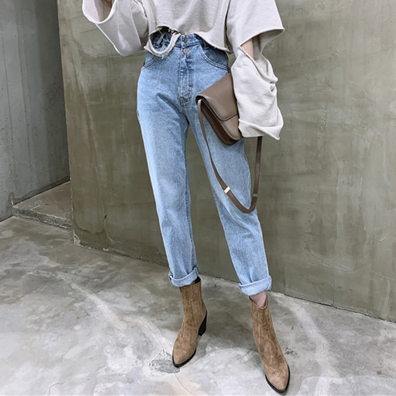 High Waist Straight Denim Jeans