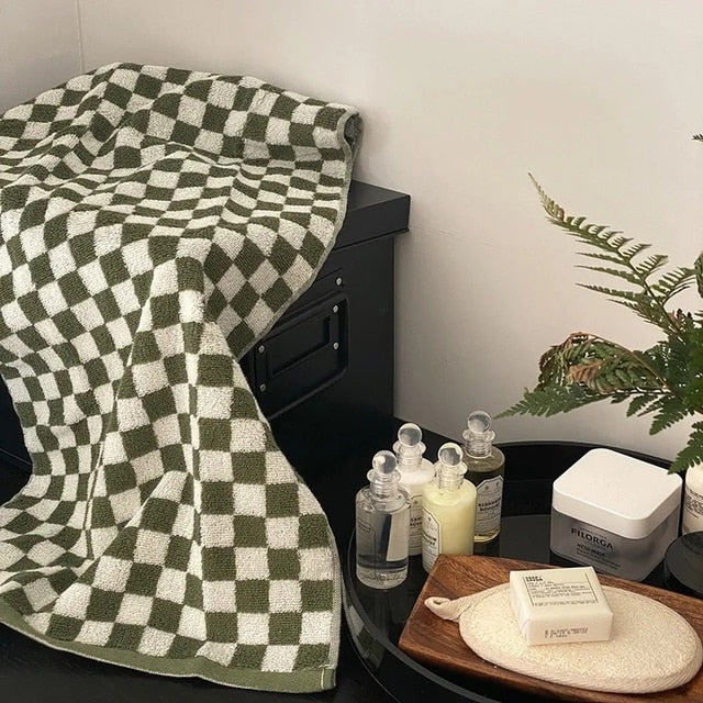 Plaid Checkerboard Cotton Bathrobe