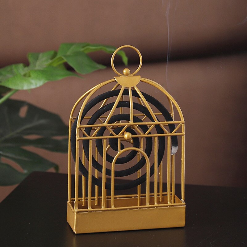 Iron Golden Bird Cage Mosquito Coil Holder