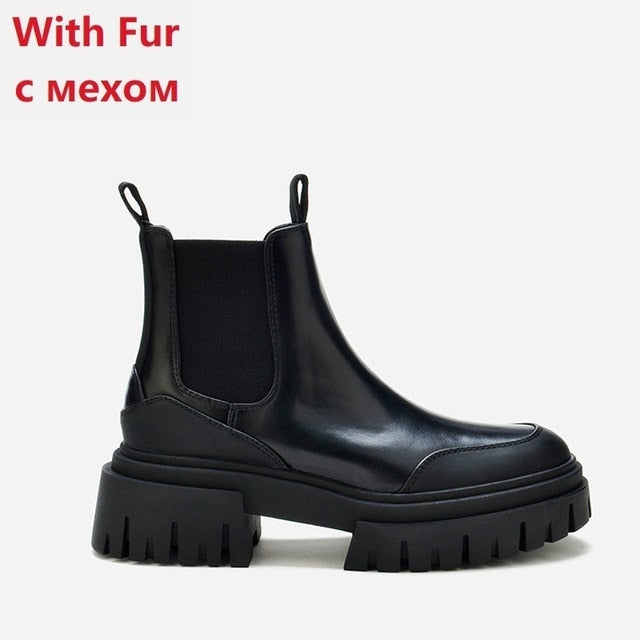 Leather Chunky Heel Chelsea Boots