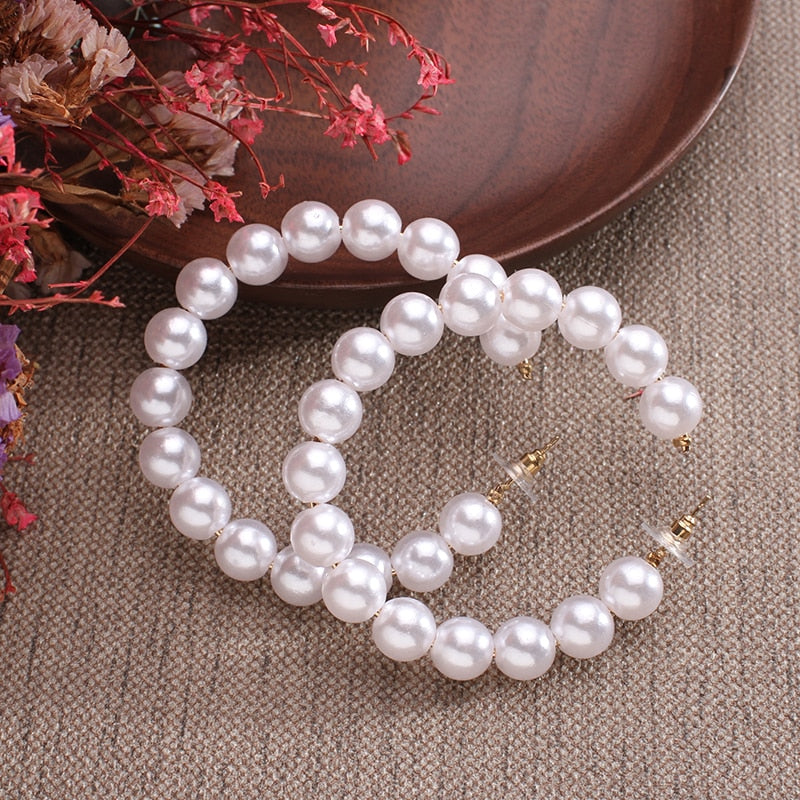 Pearl Round Hoop Earrings