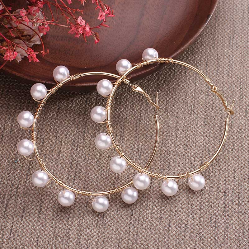 Pearl Round Hoop Earrings