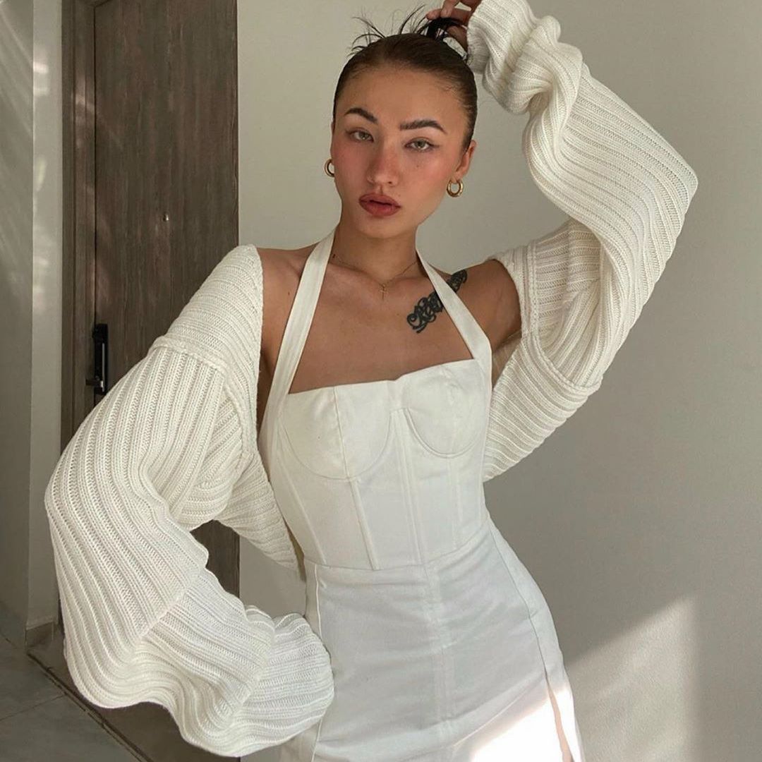Long Sleeve Loose Knitted Crop Top Cardigan