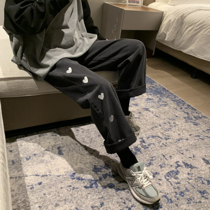 Casual Straight Heart Print Jeans