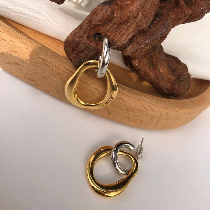 Irregular Double-color Stud Earrings
