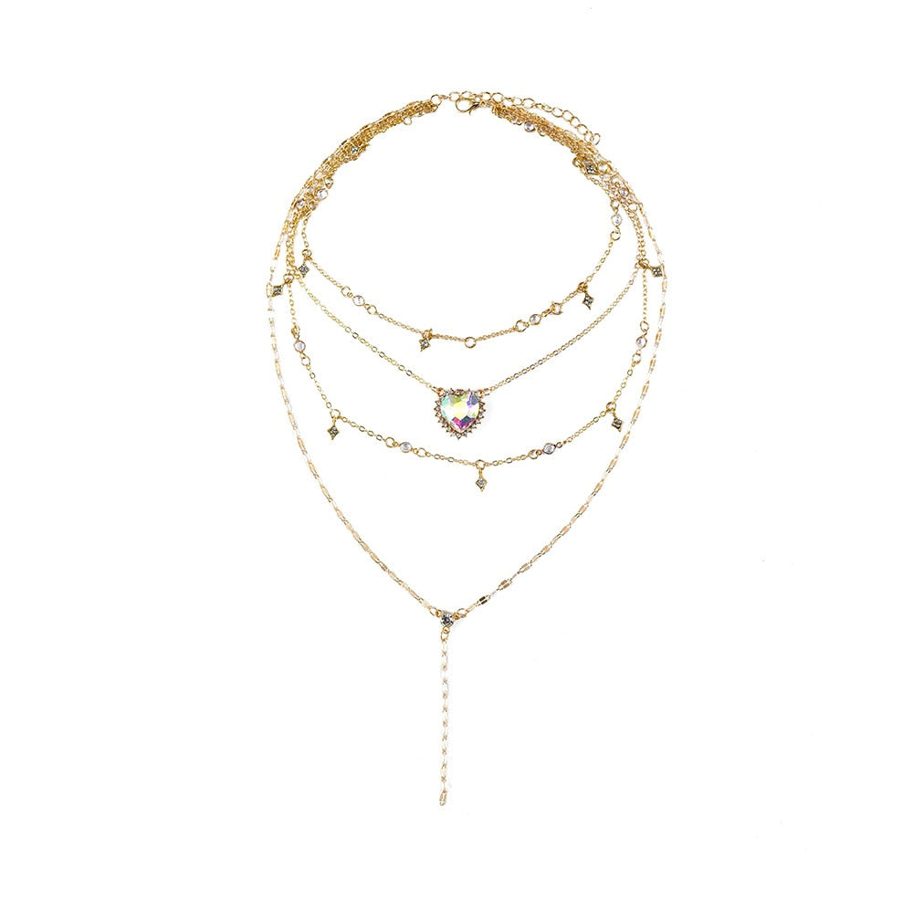 Boho Gold  Crystal Necklace