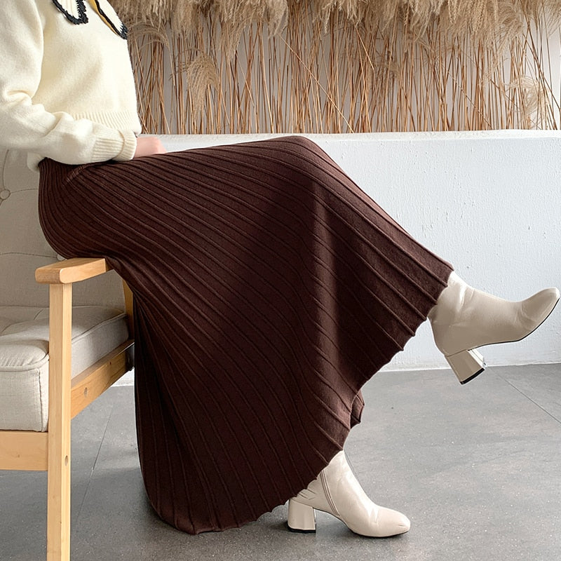 Knitted Elastic High Waist Skirt