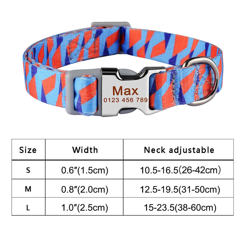 Adjustable Nylon Cool Dog Collar Print