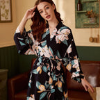 Silk Satin Thin Robe Floral Printed