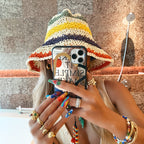 Straw Handmade Rainbow Striped Crochet Bucket Hat