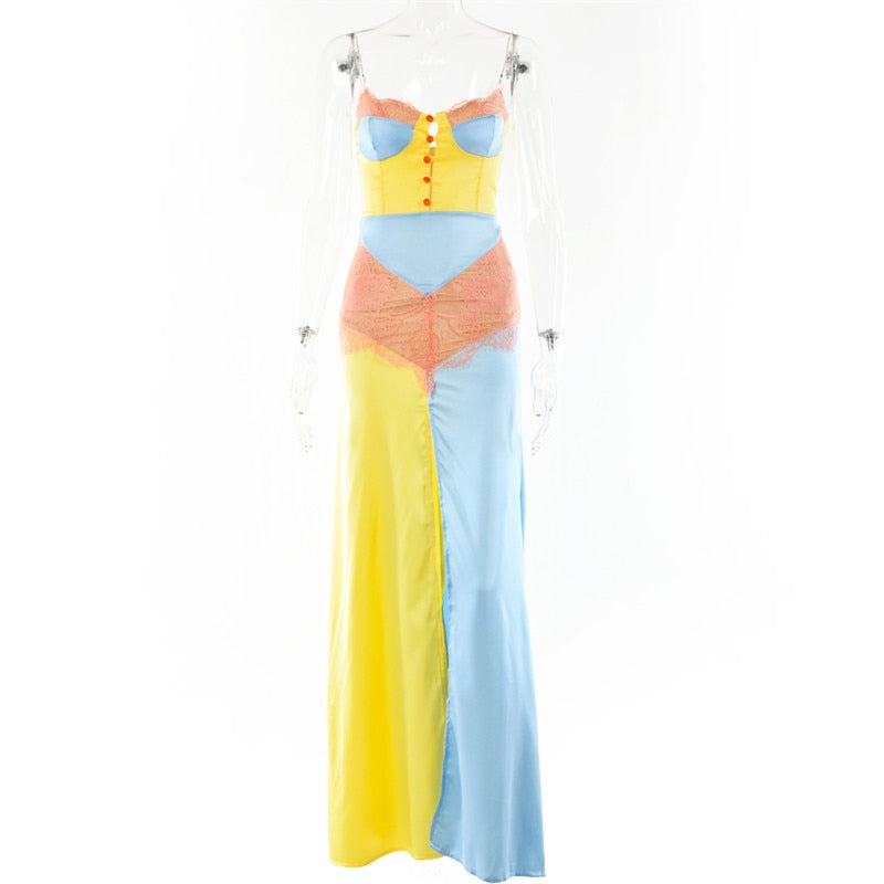 Lace Patchwork Long Party Dress