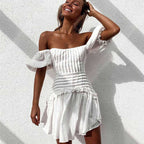 White Ruffle Dress Tie Up