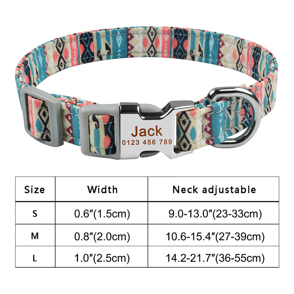 Adjustable Nylon Cool Dog Collar Print