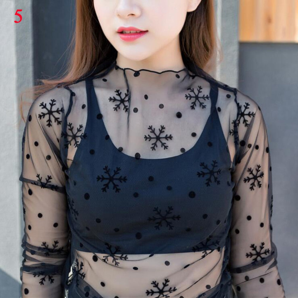 Turtleneck Daisy See Through T-shirt
