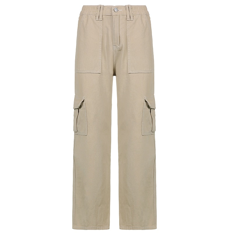 Wide Leg Cargo Jeans High Waist