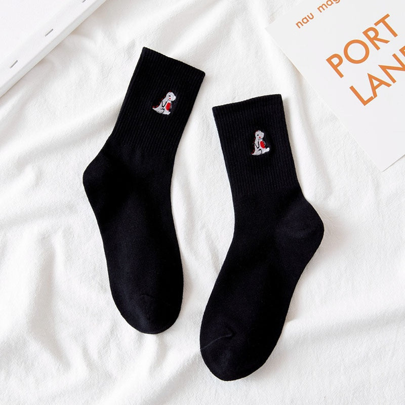 Embroidery Dinosaur Socks