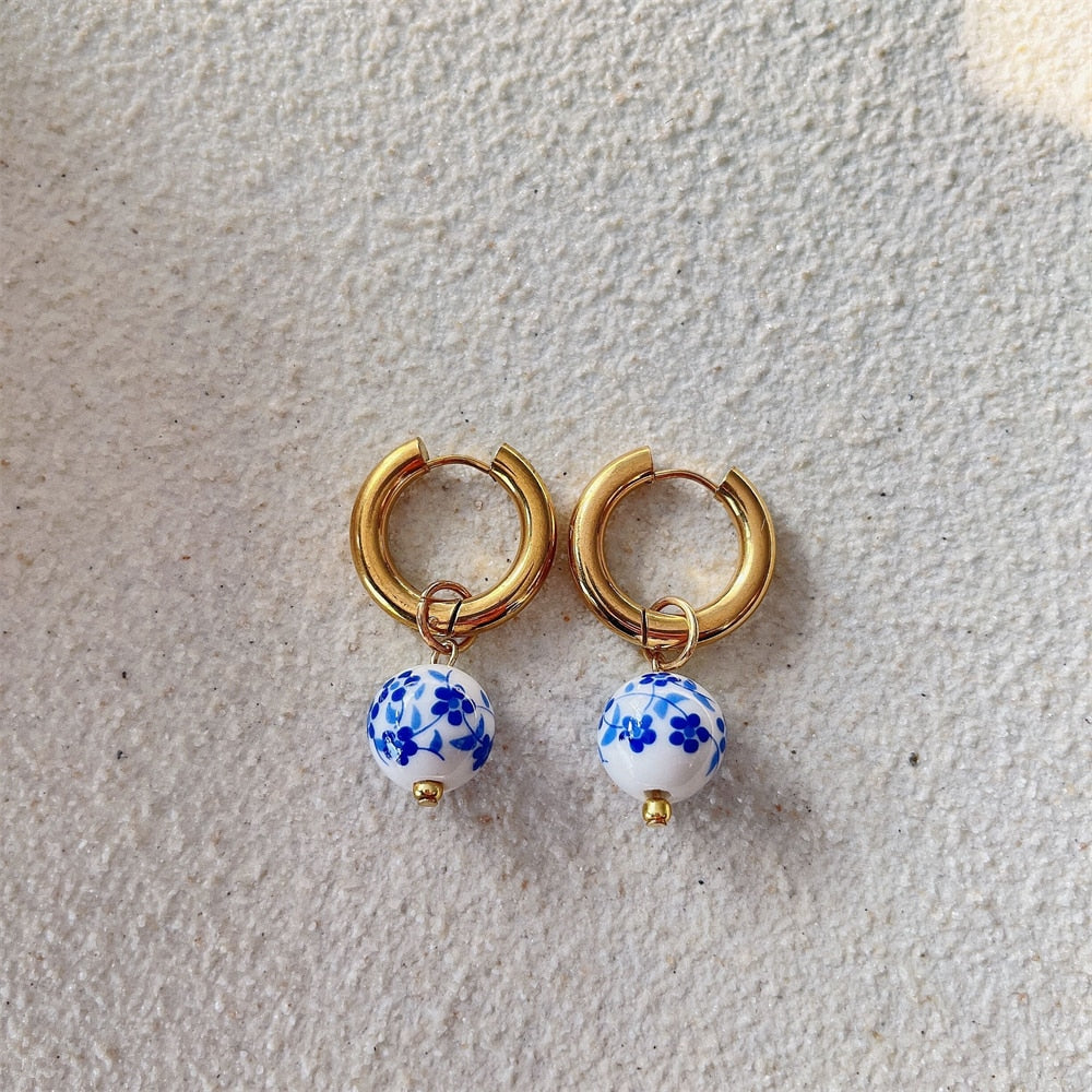 Blue Ceramic Earring