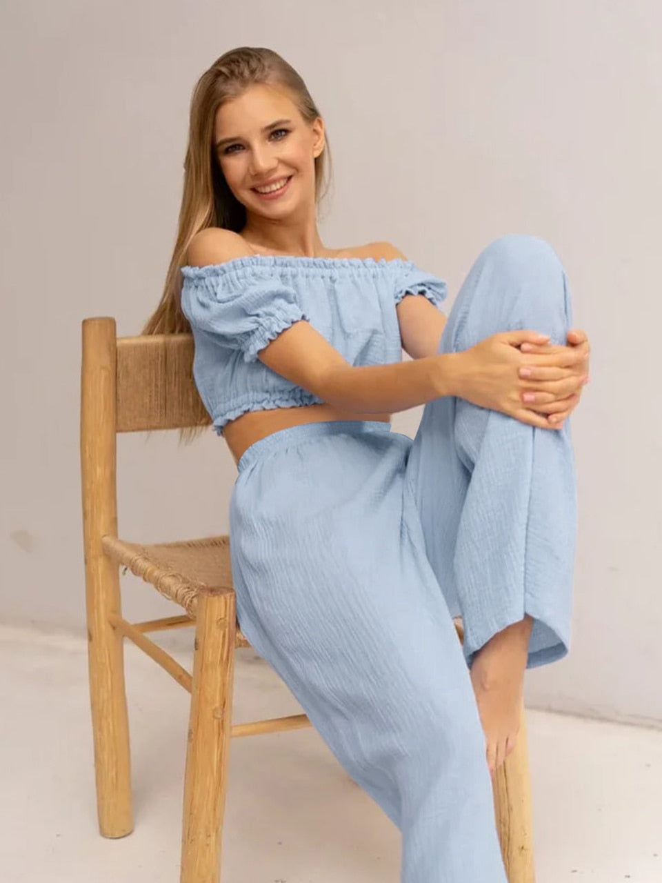 Cotton Loungewear Ruffle Pyjama