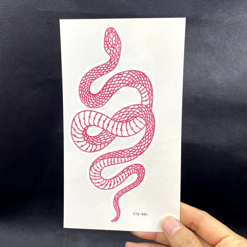 Red Snake Waterproof  Tattoo Stickers