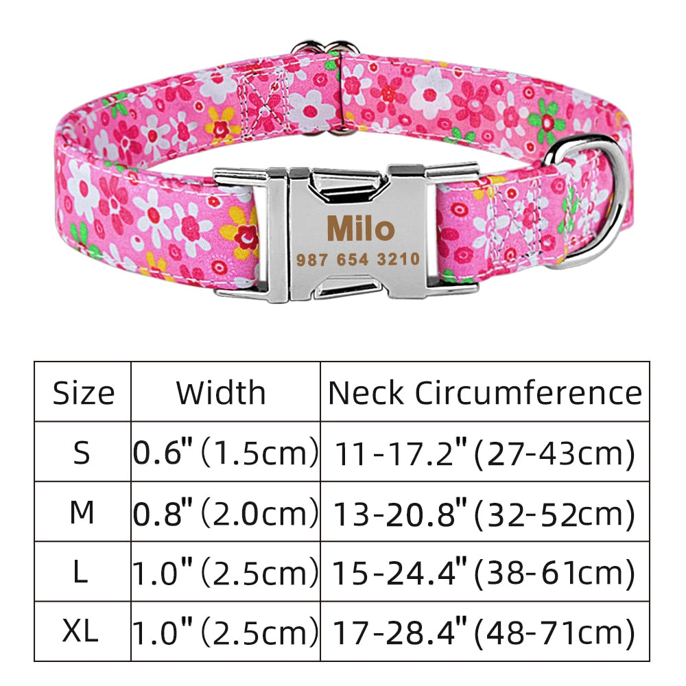 Adjustable Nylon Cool Dog Collar Print