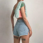 Ripped High Waist Loose Short