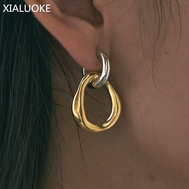Irregular Double-color Stud Earrings