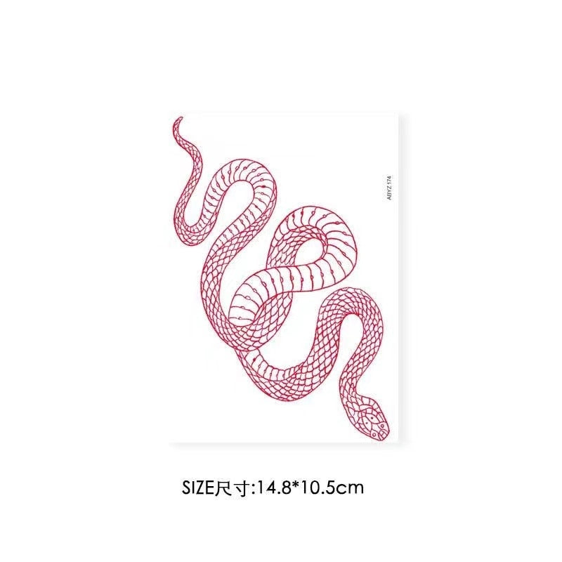 Red Snake Waterproof  Tattoo Stickers