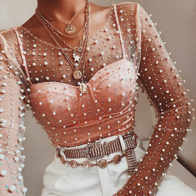 Pearl Mesh Top
