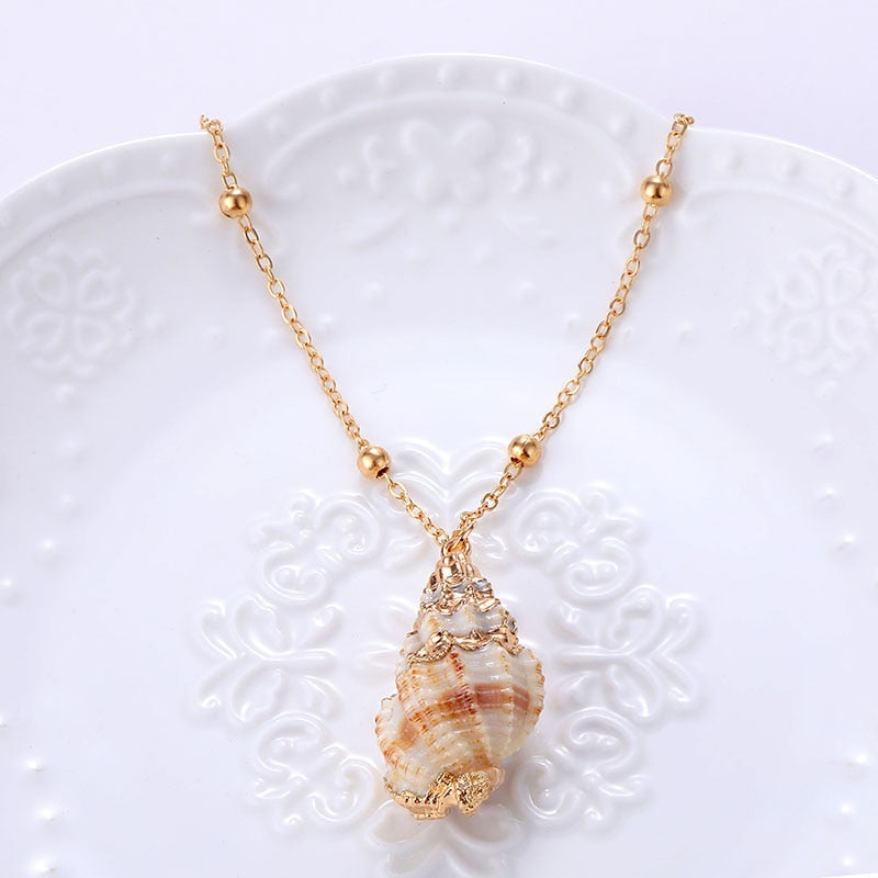 Gold Color Shell Pendant Earrings
