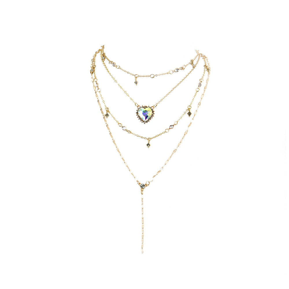 Boho Gold  Crystal Necklace
