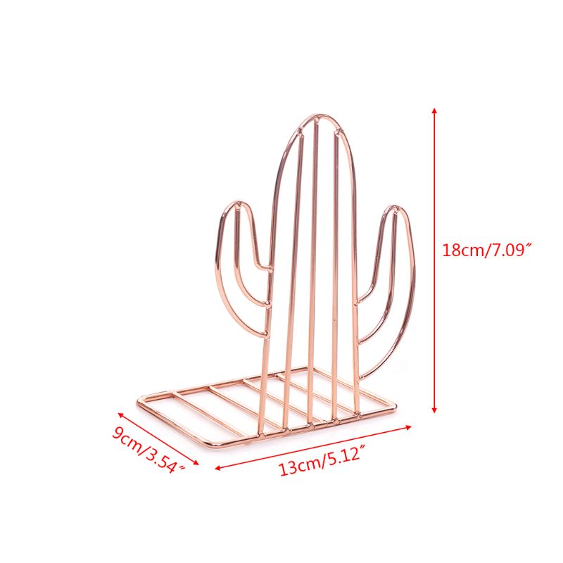Cactus Shaped Metal Bookends Holder