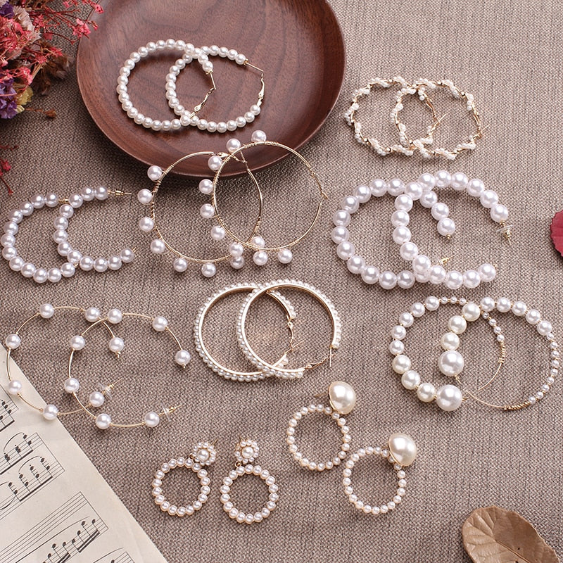 Pearl Round Hoop Earrings